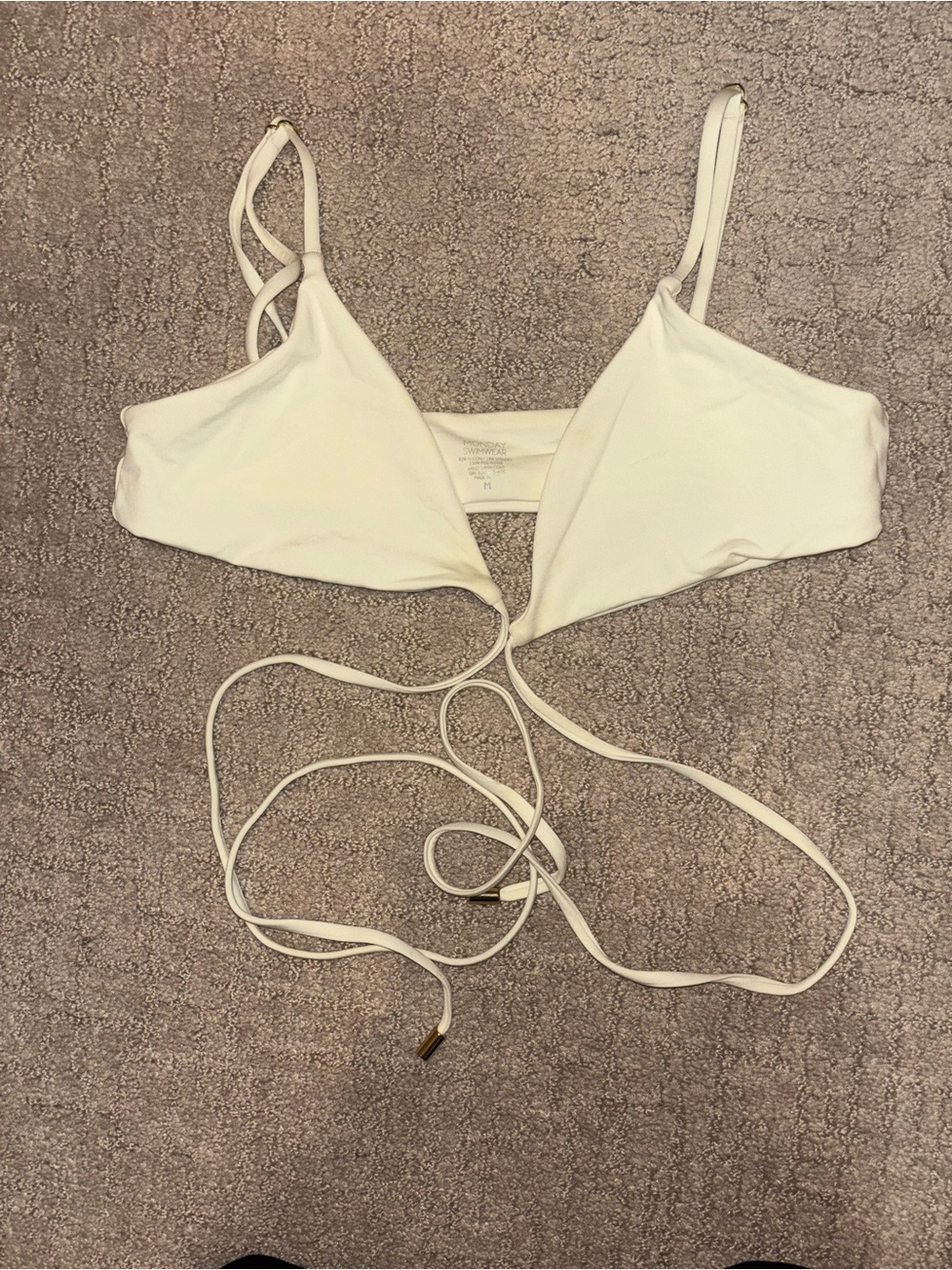 Monday Swimwear Cream Wrap Bikini TOP ONLY - Stylish Tie-Side Swimwear - Picture 2 of 2